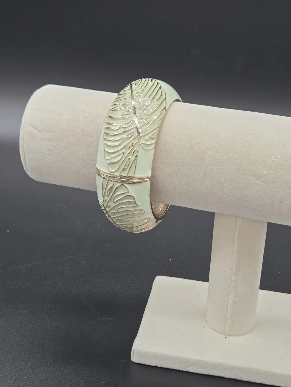 Sequin Mint Green Enamel Butterfly Bangle Bracelet